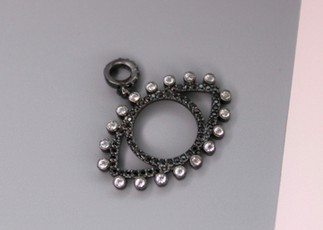 Подвеска глаз фианиты черные 17х24 мм