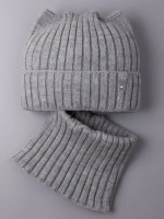 Шапка для девочки осенняя c ушками и снуд