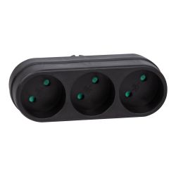S-ES3-16O BLACK Разветвитель сетевой. б-з. 3 гнезда. 16А. 3500Вт. Черный. ТМ Uniel