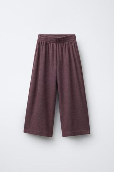 ZARA БРЮКИ WIDE LEG ИЗ МЯГКОЙ ТКАНИ, БАКЛАЖАННЫЙ