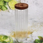 Банка для продуктов стеклянная 1300мл «Bella cucina» с крышкой из акации 9*25см