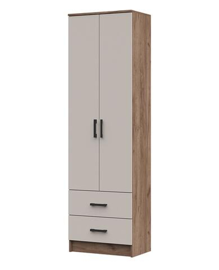 Машенька ШК 201 Шкаф с полками и 2 ящика Дуб крафт табачный / Кашемир