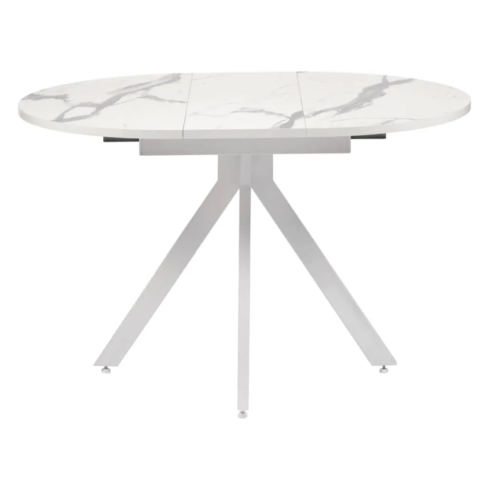 Стол Bradex Home Rudolf круглый раскладной 90-120x90x75см, белый мрамор, белый