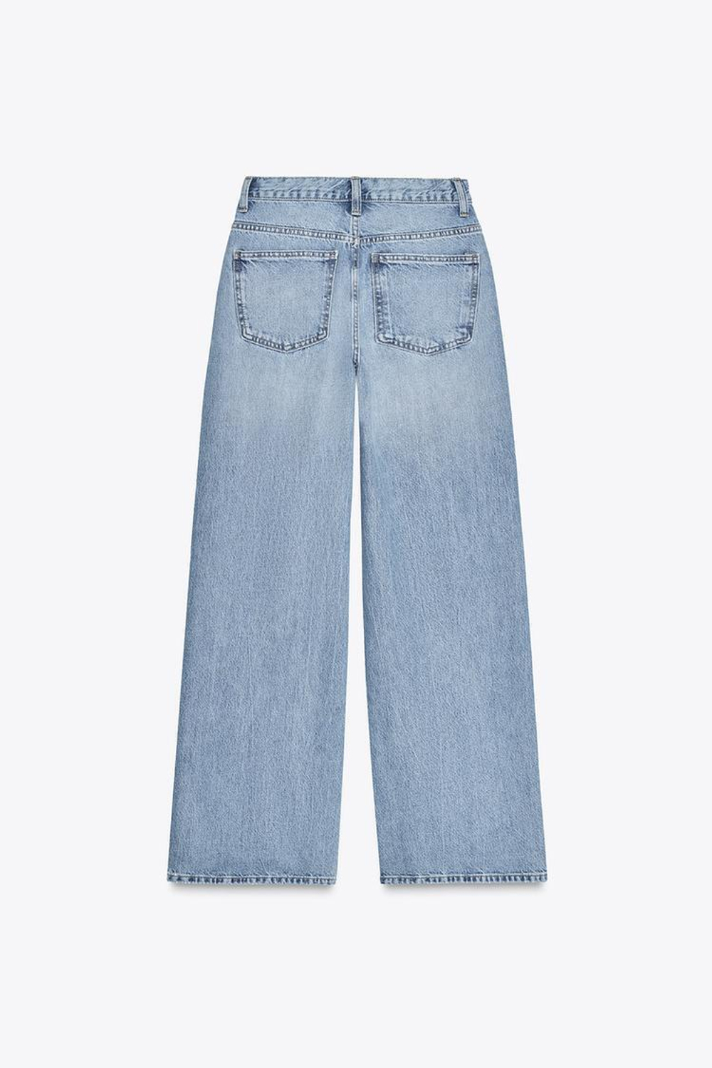 ZARA ДЖИНСЫ TRF WIDE-LEG С ВЫСОКОЙ ПОСАДКОЙ И КОСОЙ ЗАСТЕЖКОЙ, ИНДИГО