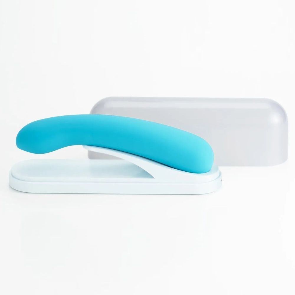 Голубой вибратор с подвижной головкой iroha Fit+ Aonami - 18 см. (Цвет: голубой)