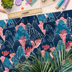 Ткань барби контрастные горы в негативе