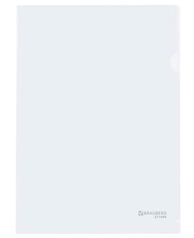 Папка-уголок А4 0,10мм прозрачная (BRAUBERG)