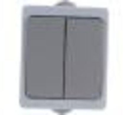 Выключатель двухклавишный "UNIVersal" серия "Аллегро", IP-54, о/у, 10А, 220В, серый (еврослот) (AB22