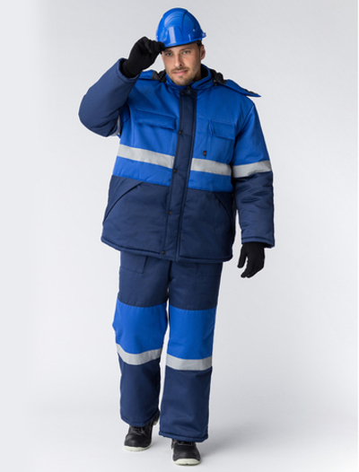 Костюм зимний Профи-Норд, темно-синий/васильковый, куртка + полукомбинезон