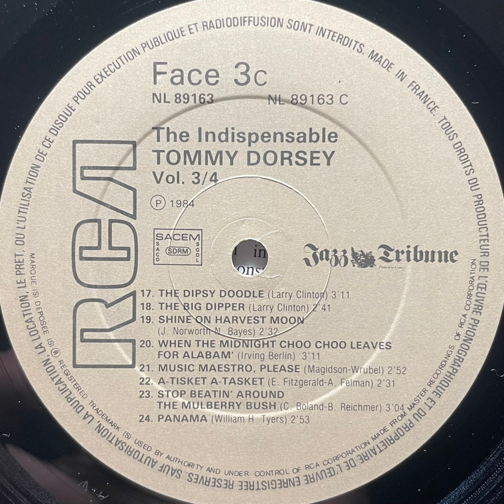 Tommy Dorsey ‎– The Indispensable Tommy Dorsey Volumes 3/4 (1937-1938) 2LP (Франция)