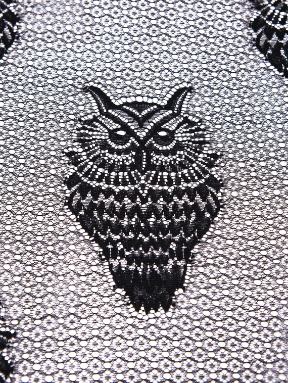 Сетка эластичная арт.1341, совы, Италия, черный 170