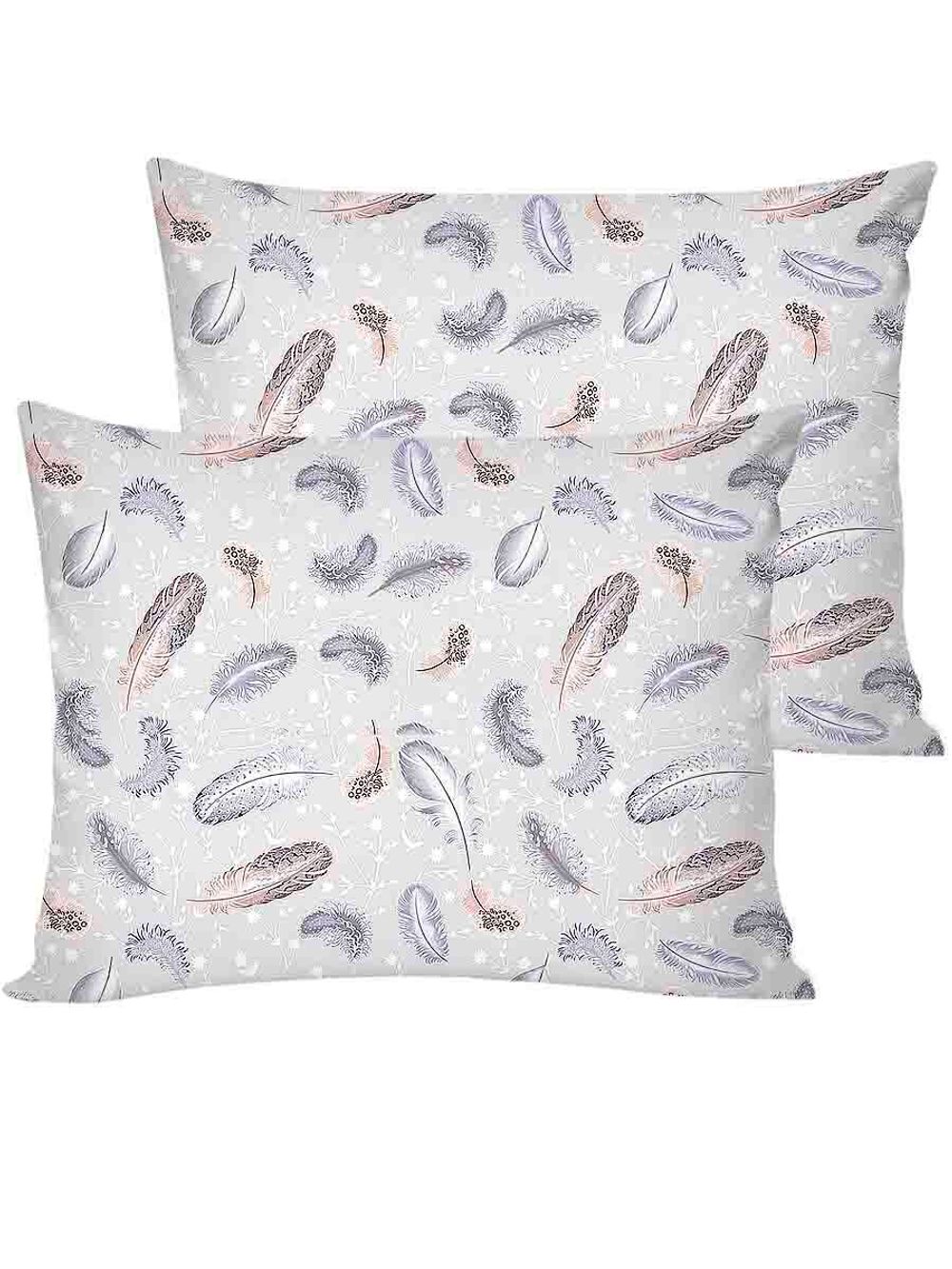 Постельное белье перкаль Сказка "Перышко" евро Наволочка 50х70 см 2 шт Простынь на резинке 180x200 см Пододеяльник 200x215 см