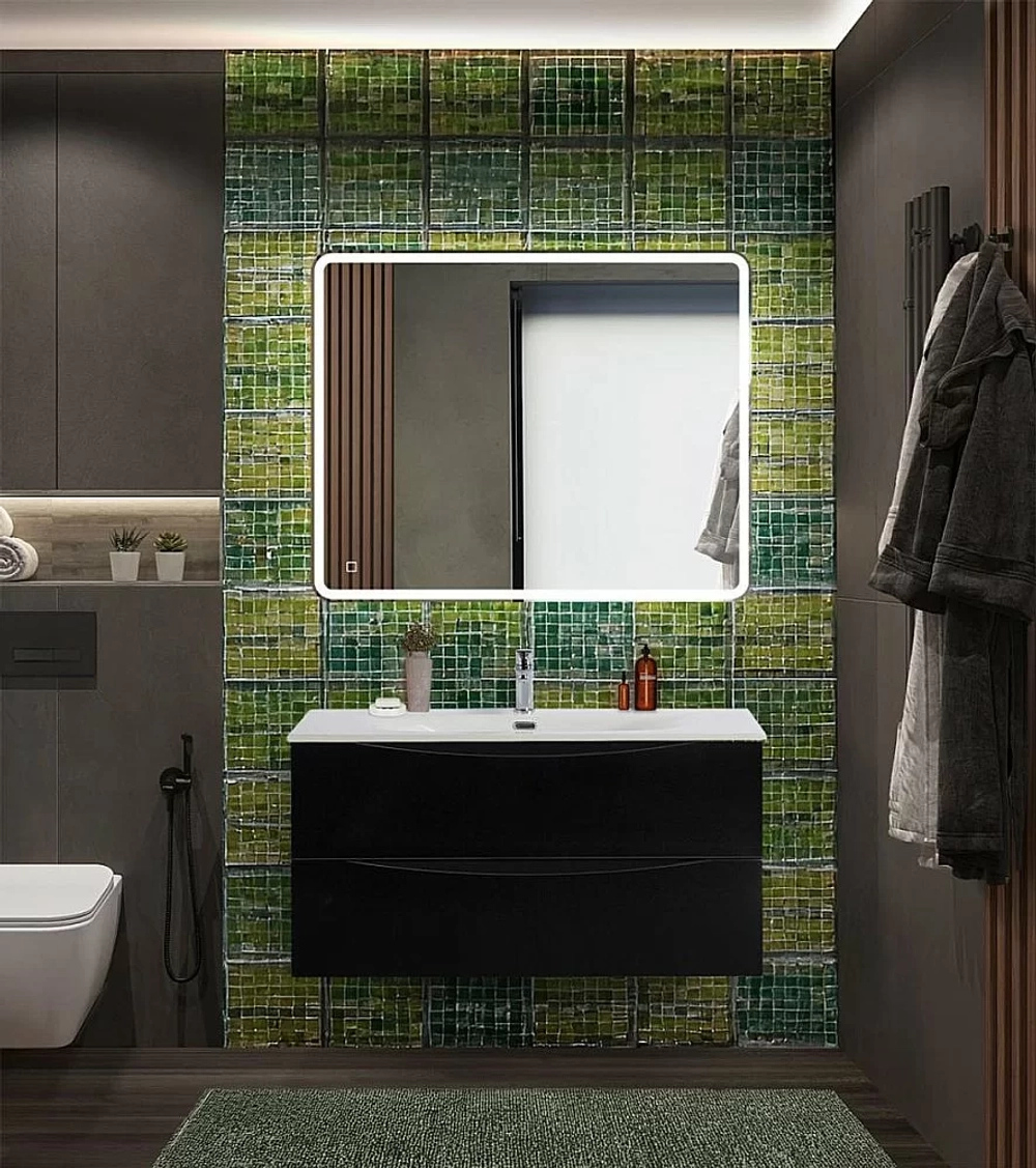 Тумба с раковиной BelBagno MARINO-CER-N-1000-2C-SO-NL-P Nero Lucido