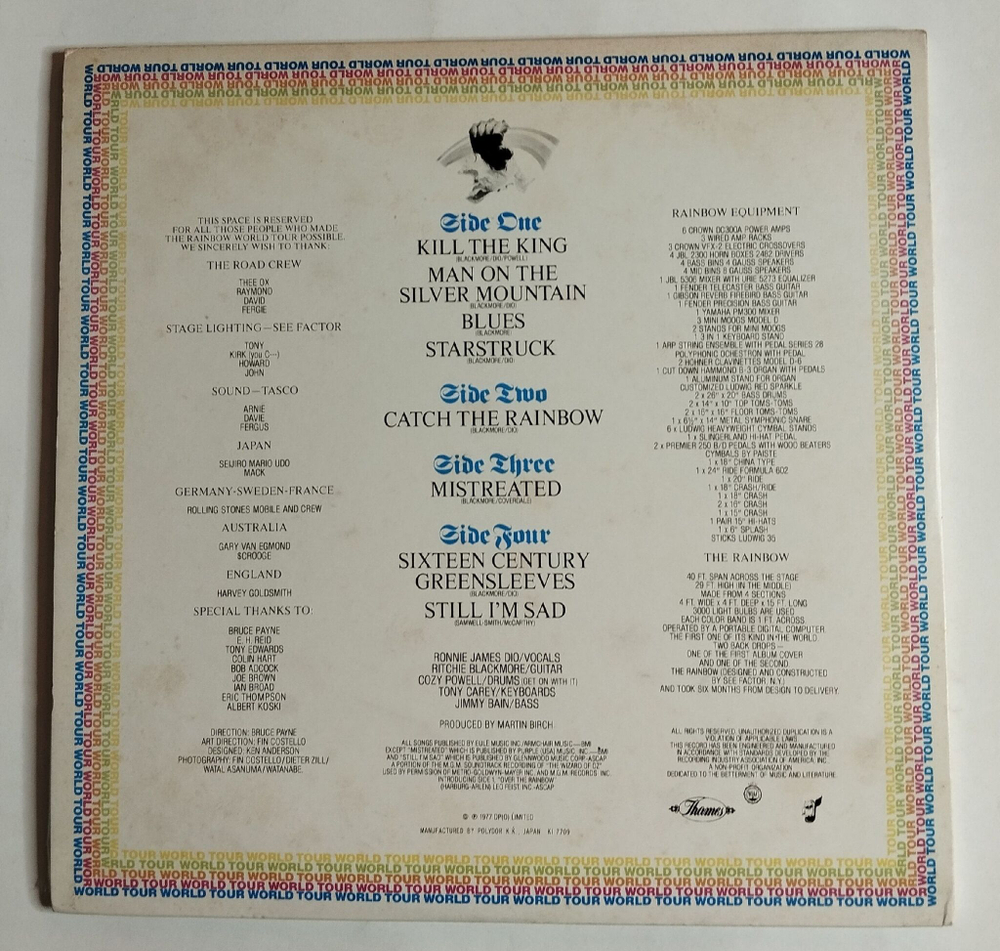 Винтажная виниловая пластинка LP Rainbow On Stage (Japan 1977) (Obi) (NM)