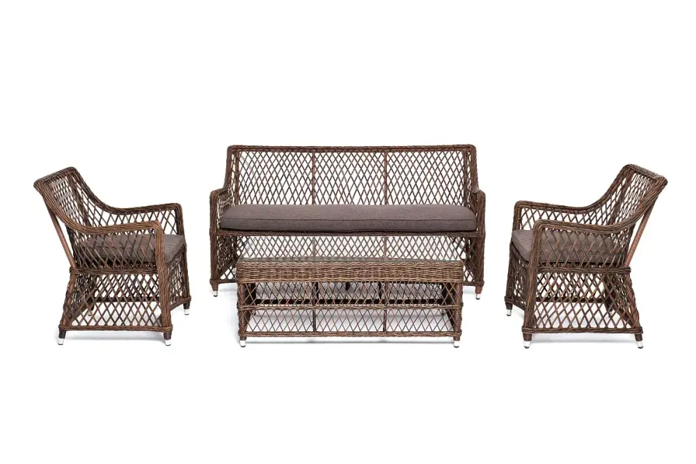 "Асти" лаунж-зона из искусственного ротанга на 4 персоны, цвет коричневый