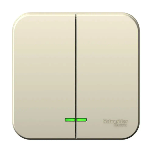 BLANCA О/У 2-клавишный ВЫКЛЮЧАТЕЛЬ (сх.5) с подсветкой, ИЗОЛ.ПЛ,6А,250В,МОЛОЧНЫЙ