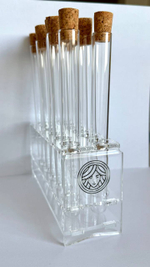 Statyw na probówki + 12 szklanych probówek