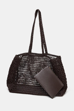 ZARA БОЛЬШАЯ ПЛЕТЕНАЯ СУМКА-ТОУТ, КОРИЧНЕВЫЙ