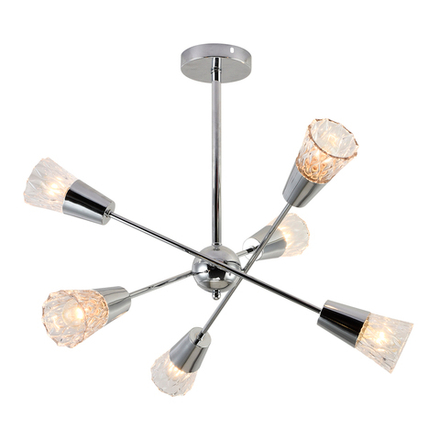 Светильник на штанге 6х40Вт Е14, металл/стекло, хром