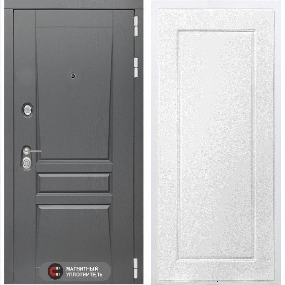 Входная дверь в квартиру Рекс Платинум / ФЛ-119 Силк сноу (белый матовый, без текстуры)
