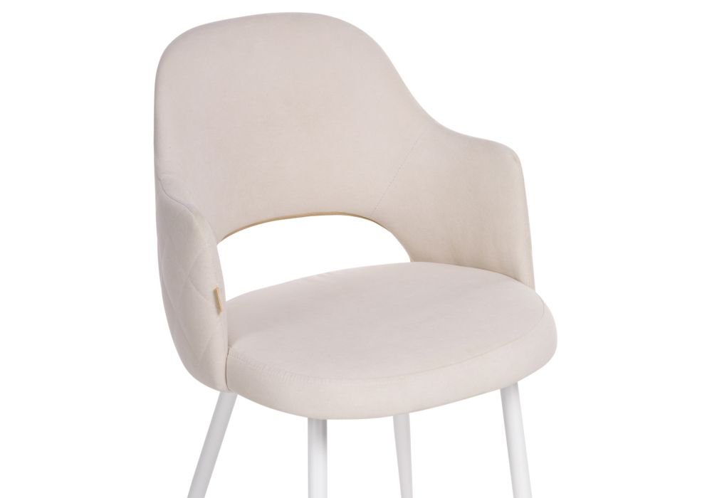 Стул на металлокаркасе Гутрид прошивка ромбы сзади бежевый / белый
