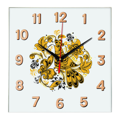 Народные промыслы настенные часы с росписью Хохлома 5