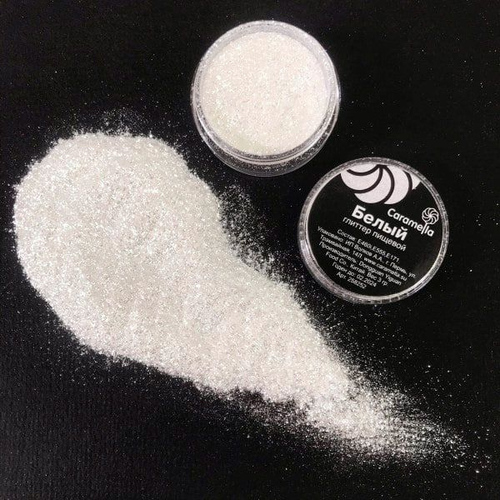 Глиттер съедобный пищевой Белый Caramella, 3 гр