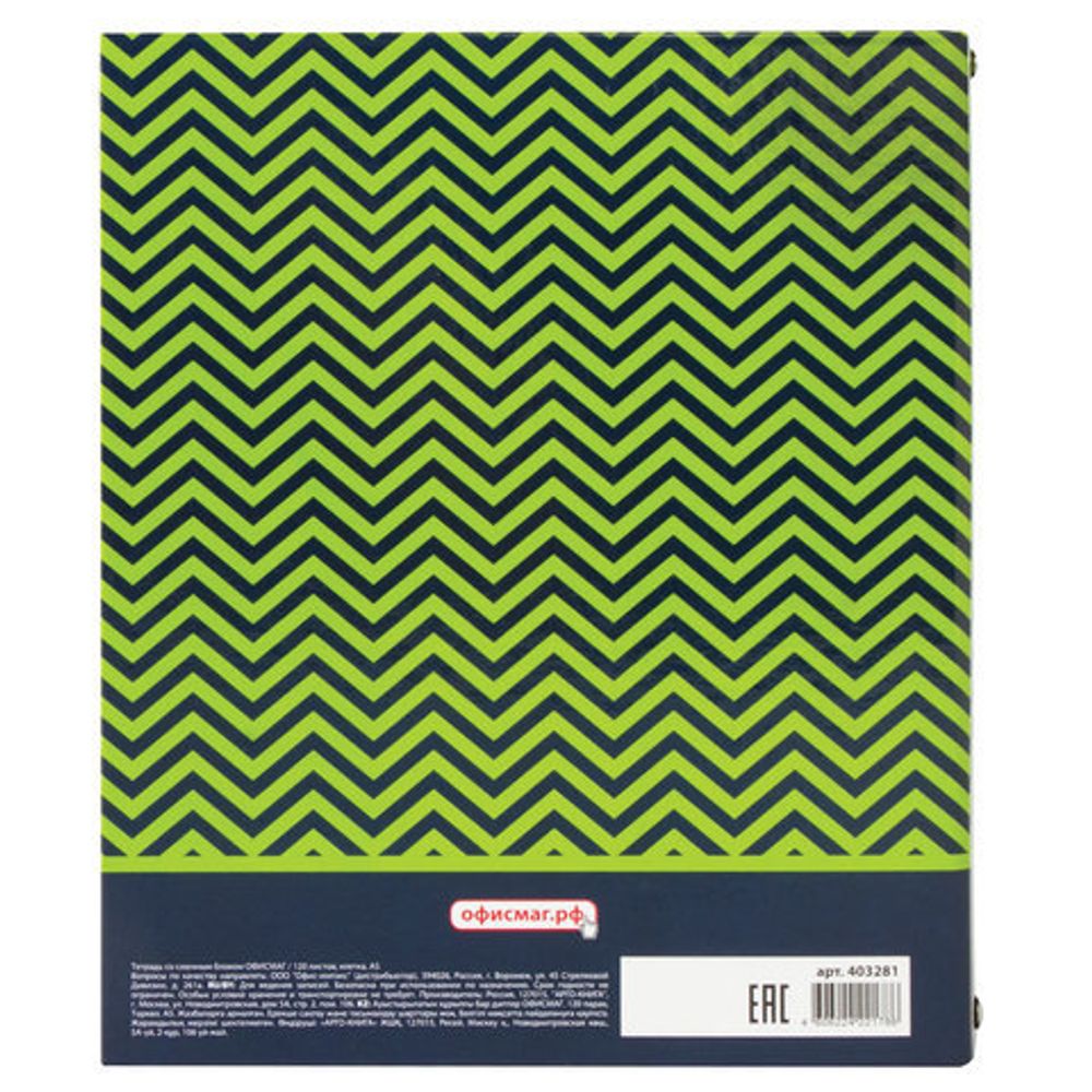 Тетрадь на кольцах А5 (175х215 мм), 120 л., картонная обложка, клетка, глянцевая ламинация, ОФИСМАГ, "Модерн", 403281