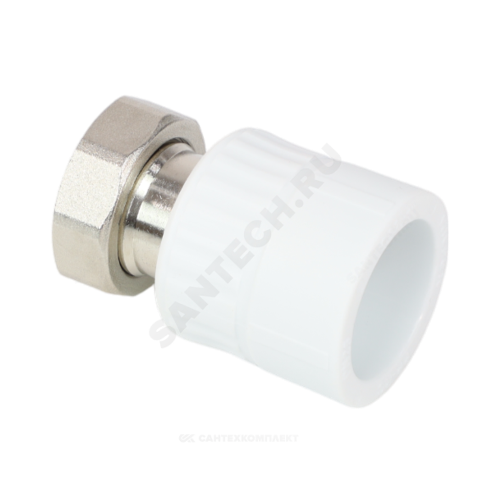 Муфта PP-R комбинированная белая Дн 25х3/4" с накидной гайкой VALFEX 10139025