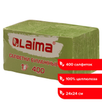 Салфетки бумажные 400 шт. 24х24 см "Big Pack" зелёные 100% целлюлоза LAIMA (4 штуки в упаковке)