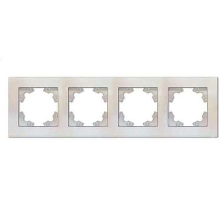 Рамка четырехместная горизонтальная "UNIVersal" серия "Афина" жемчуг (еврослот) (HU2331)