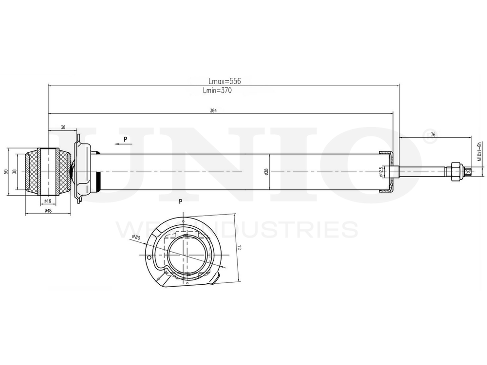 Амортизатор газовый задней подвески UNIO SAB-10412