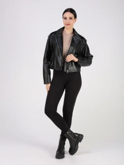 Кожаная куртка демисезонная косуха оверсайз