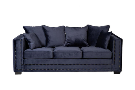 Диван трехместный Garda Decor Opera-2 темно-синий механизм миксотойл
