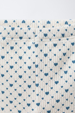 ZARA ЛЕГИНСЫ В РУБЧИК SOFT TOUCH С БАНТАМИ, ЭКРЮ/СИНИЙ