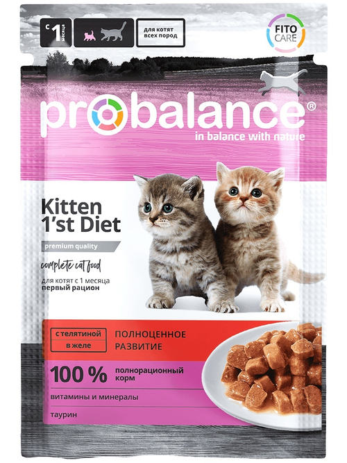 Влажный корм Pro Balance Kitten для котят, телятина, 85 г