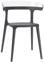 Кресло пластиковое Papatya Luna, антрацит, прозрачный