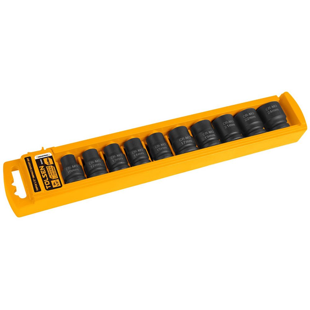 TOLSEN (TT18295) Набор ударных торцевых головок 1/2&quot;, шестигранные, 10-24 мм, 10 предметов
