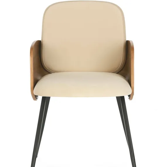 Обеденный стул Dune, бежевая экокожа, спинка орех