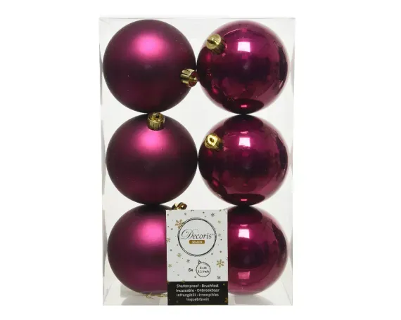 Набор пластиковых шаров Парис 80 мм., магнолия, 6 шт., Kaemingk (022286)