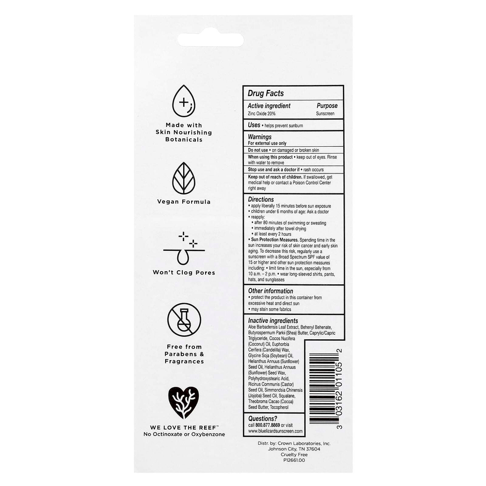 Blue Lizard Australian Sunscreen, Baby Mineral Sunscreen Stick, SPF 50, 0.5 oz (14 g)