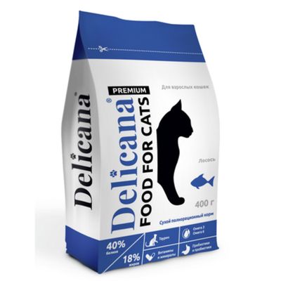 Деликана Delicana сух.д/кошек лосось