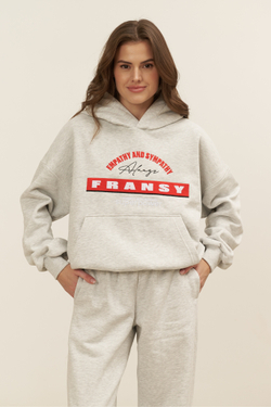 Худи 02 EMPATHY AND SYMPATHY, с начесом, серый меланж