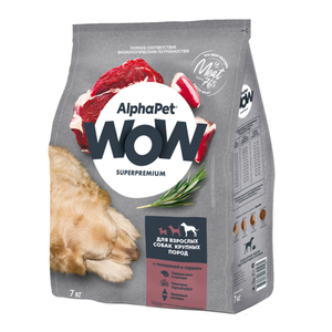 Сухой корм AlphaPet WOW Superpremium для взрослых собак крупных пород с говядиной и сердцем Сухой корм AlphaPet WOW Superpremium для взрослых собак крупных пород с говядиной и сердцем