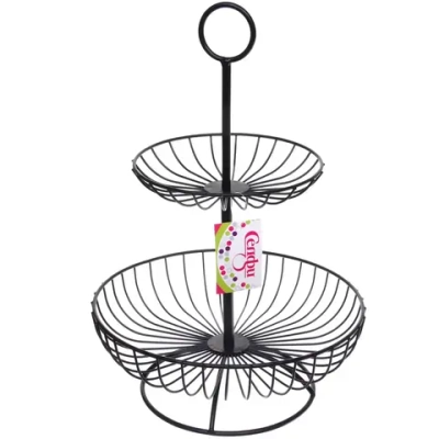 Фруктовница «Brownie» 2 яруса (16*25*36см) полоски черная