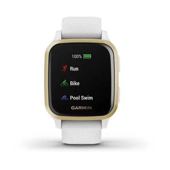 Умные часы Garmin Venu Sq белый с золотистым алюминиевым безелем и с силиконовым ремешком