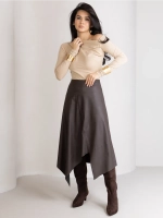 Юбка кожаная трапеция миди