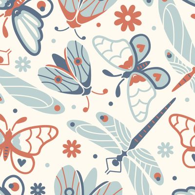 Мотыльки и бабочки. Винтаж. Весенний сад. Ограниченная палитра