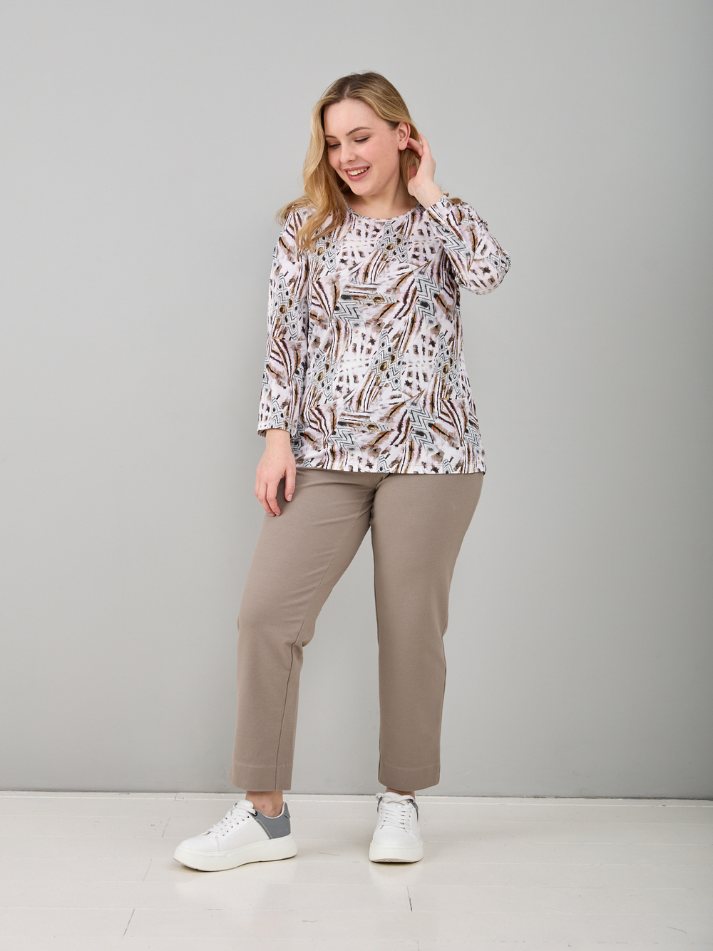 Лонгслив ЛНв-306/леопард-перья