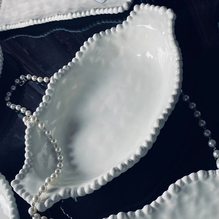 Lenardi 305-255 Овальное блюдо 32,5х20,5х7см с ручками МАРИНЕТ в под.уп.(х12)Фарфор